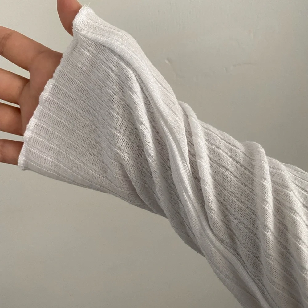 Mixed Threads (juniors) ribbed long sleeve cardi + cropped cami coord set, white - Picture 6 of 11